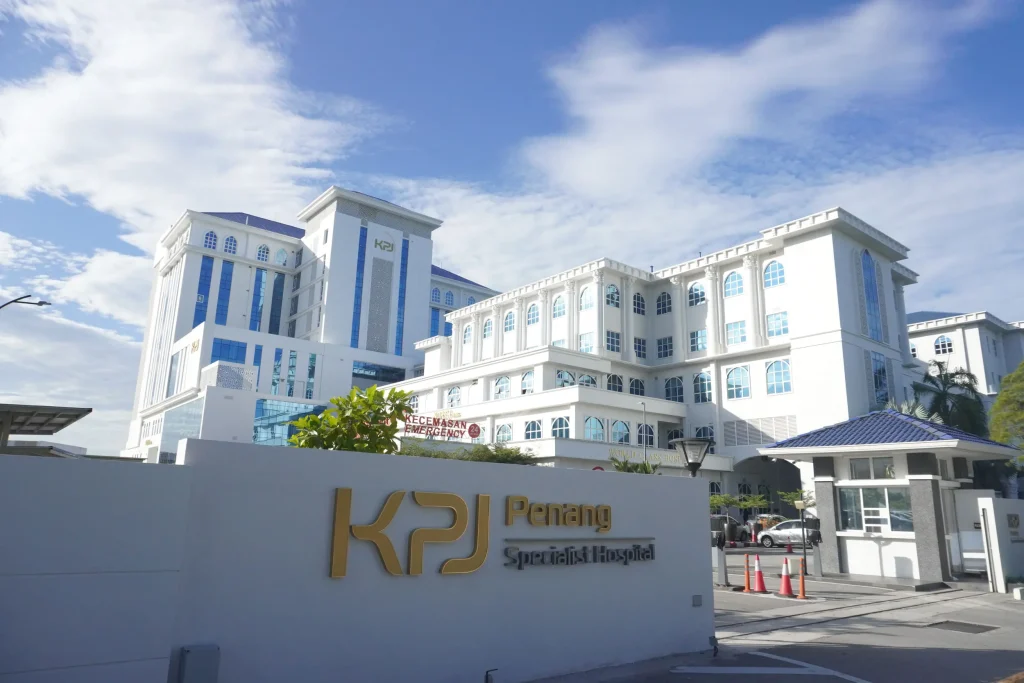 KPJ Penang Specialist Hospital, with the hospital signage at the main entrance